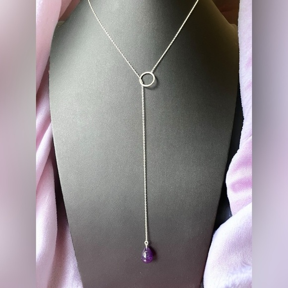 Amethyst Sterling Silver Lariat Necklace - Picture 2 of 4